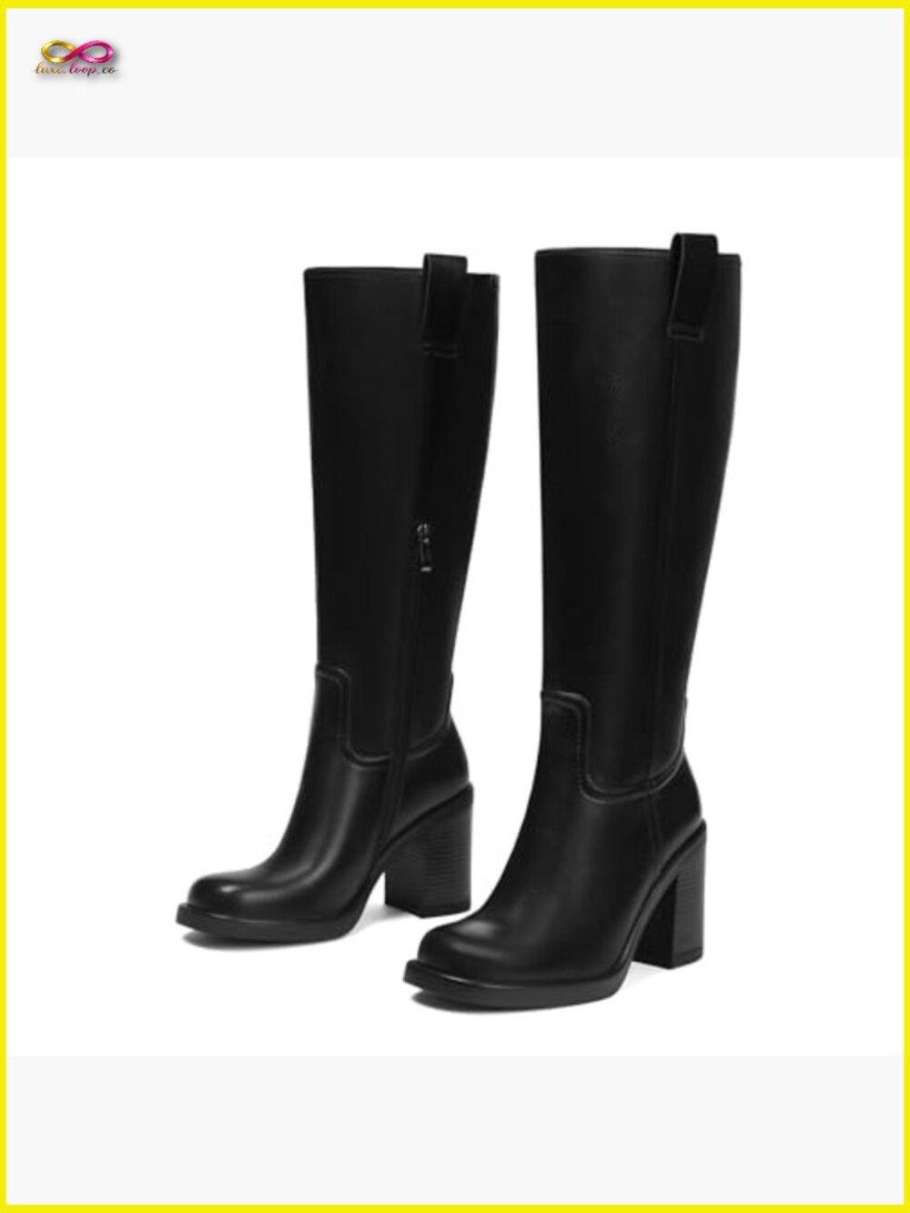 Platform Knee High Boots Chunky Heel Square Toe Fall Festival Concert Boots - Picture 5 of 7